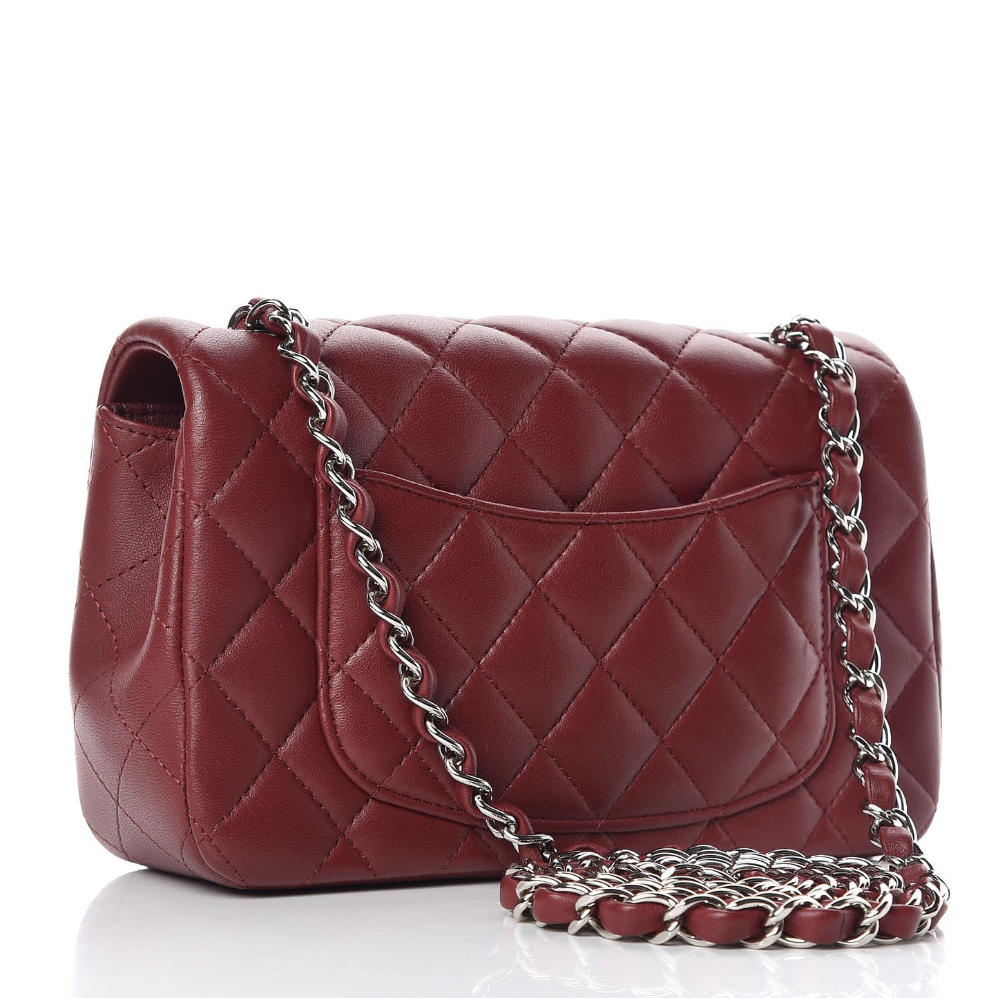 Lambskin Quilted Mini Rectangular Flap Burgundy