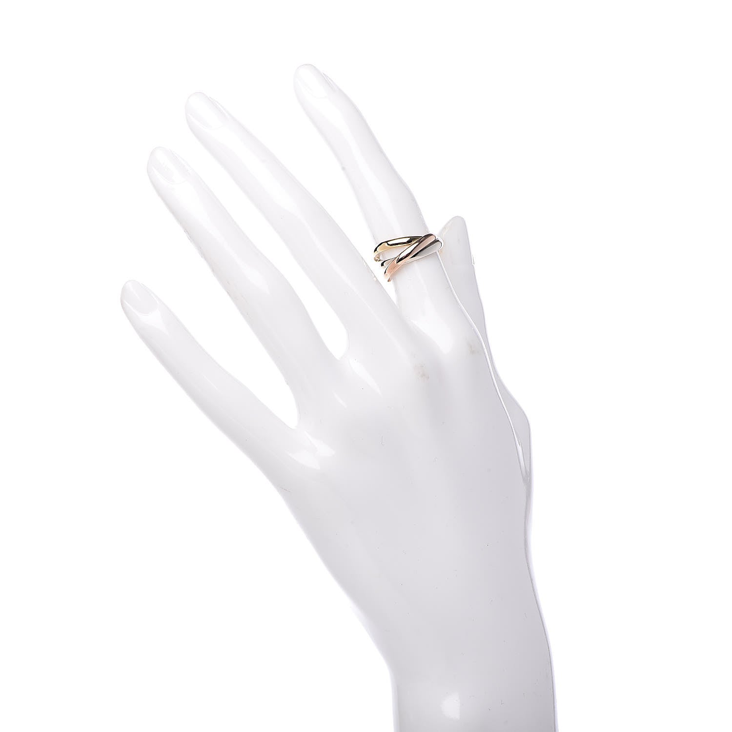 Cartier 18K Pink Yellow White Gold Small Trinity Ring 48 4.5 2 of 5