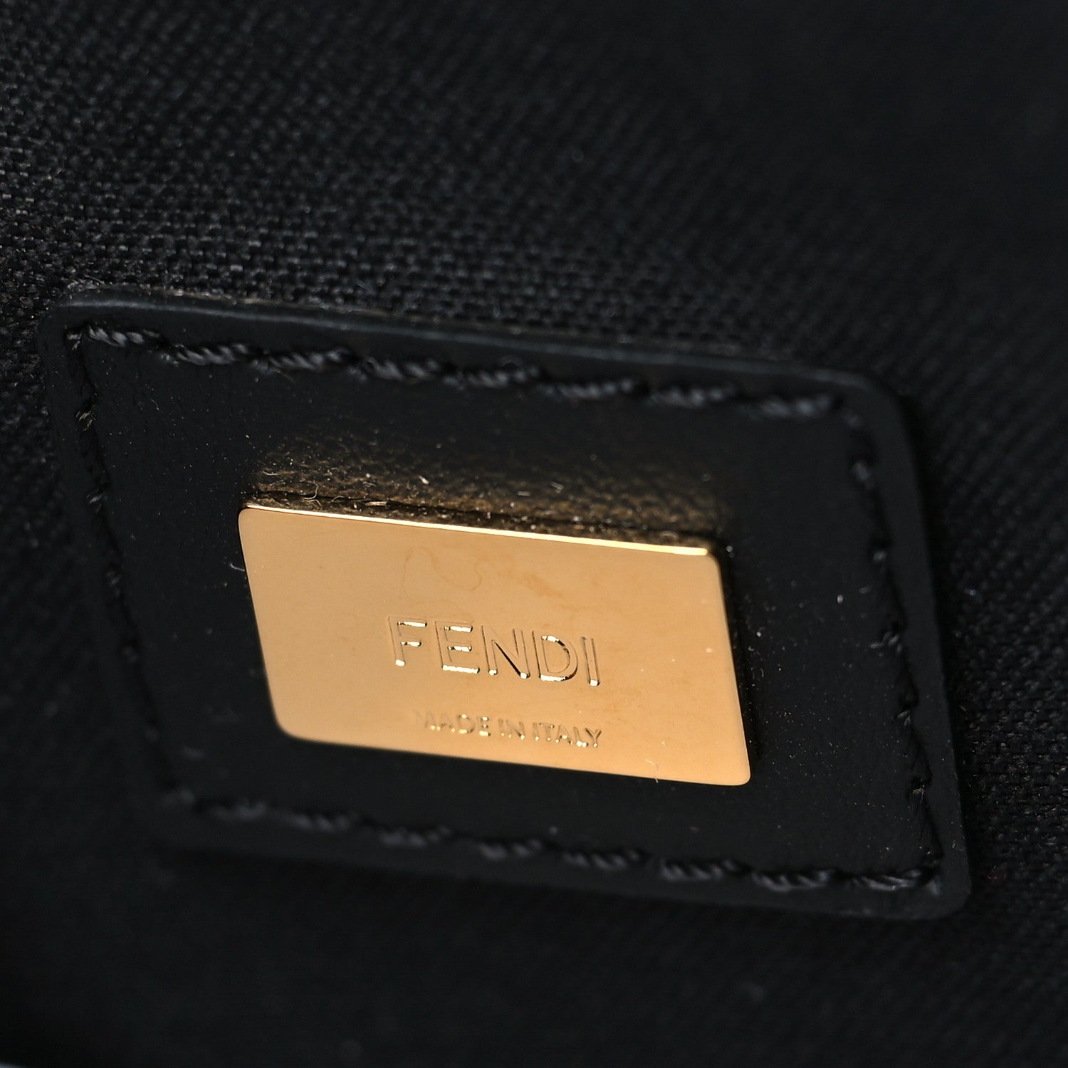 Fendi Vitello Fluffy Grace Logo Embossed Large Flat Pouch Rosa Quarzo Black 6 of 6
