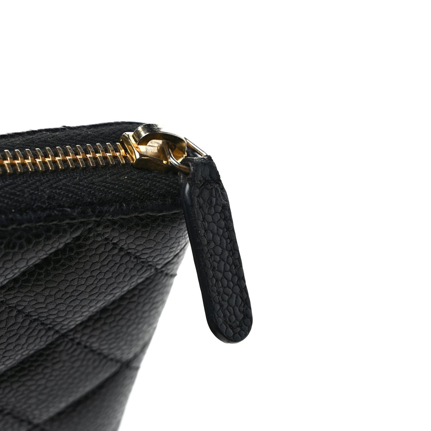 Caviar Quilted Large Gusset Zip Around Wallet Black
