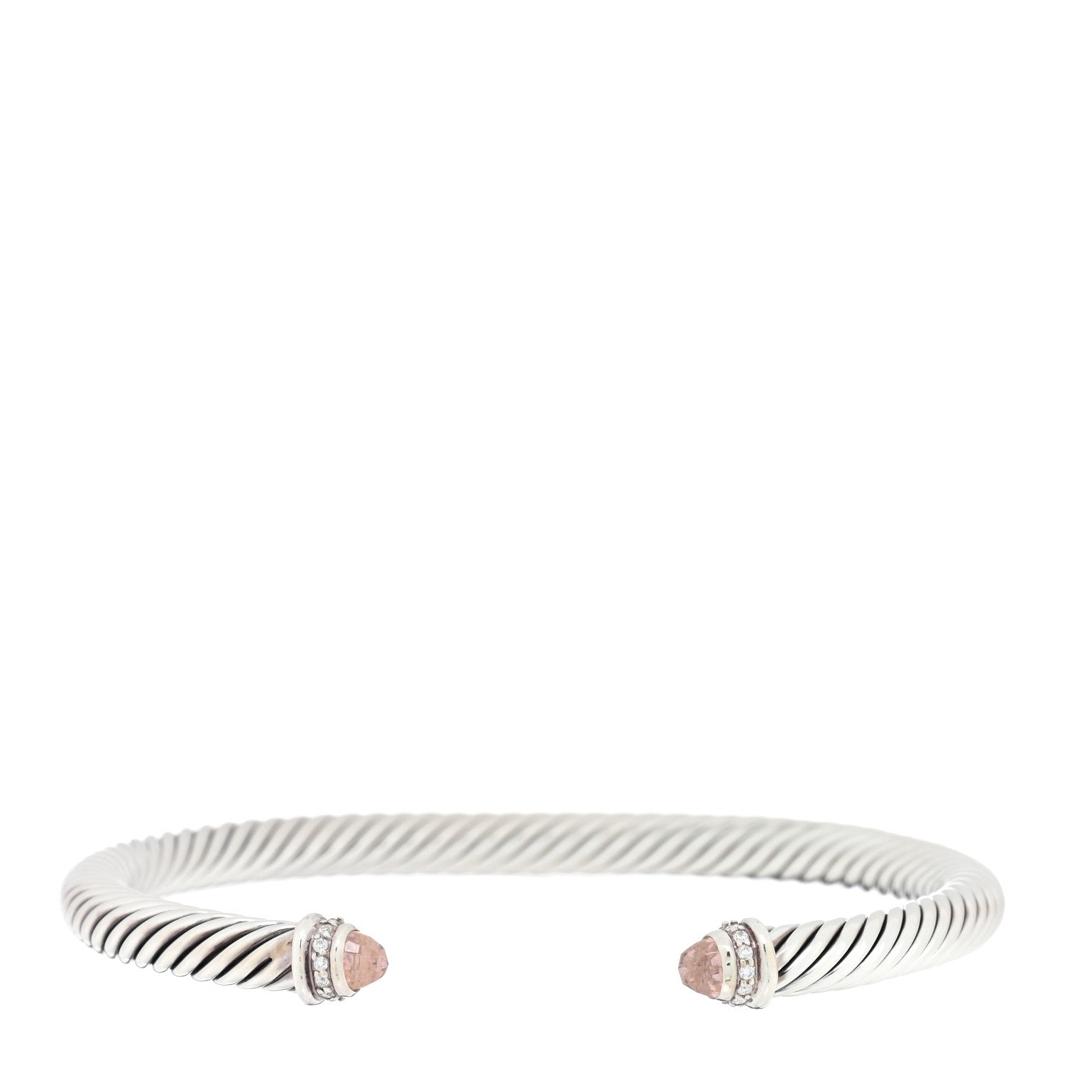 David Yurman Sterling Silver Diamond Morganite 5mm Cable Classics Bracelet 1 of 3