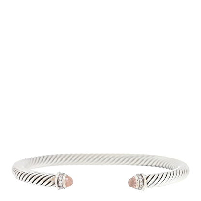 David Yurman Sterling Silver Diamond Morganite 5mm Cable Classics Bracelet 1 of 3