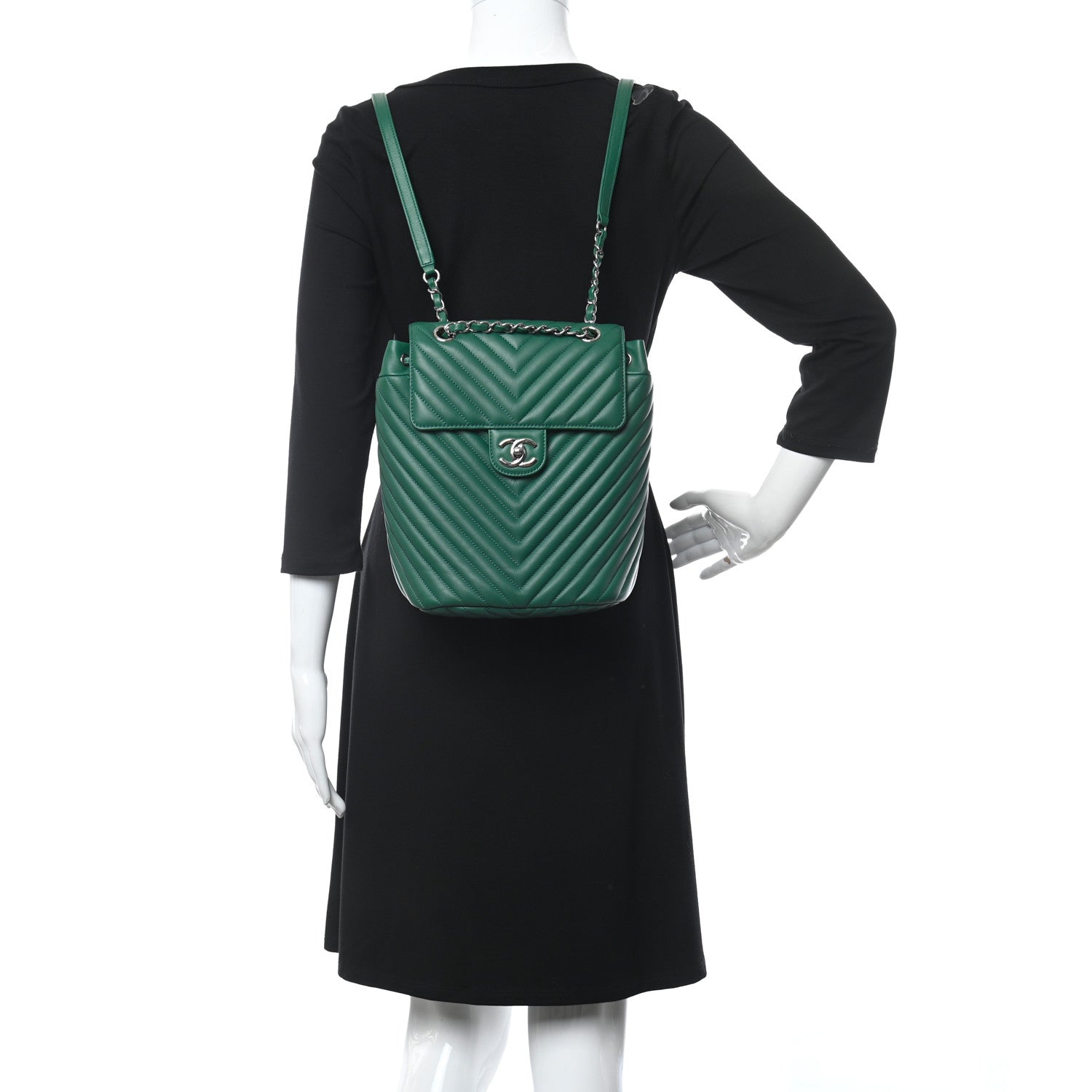 Chanel Lambskin Chevron Quilted Small Urban Spirit Backpack Green 2 of 10