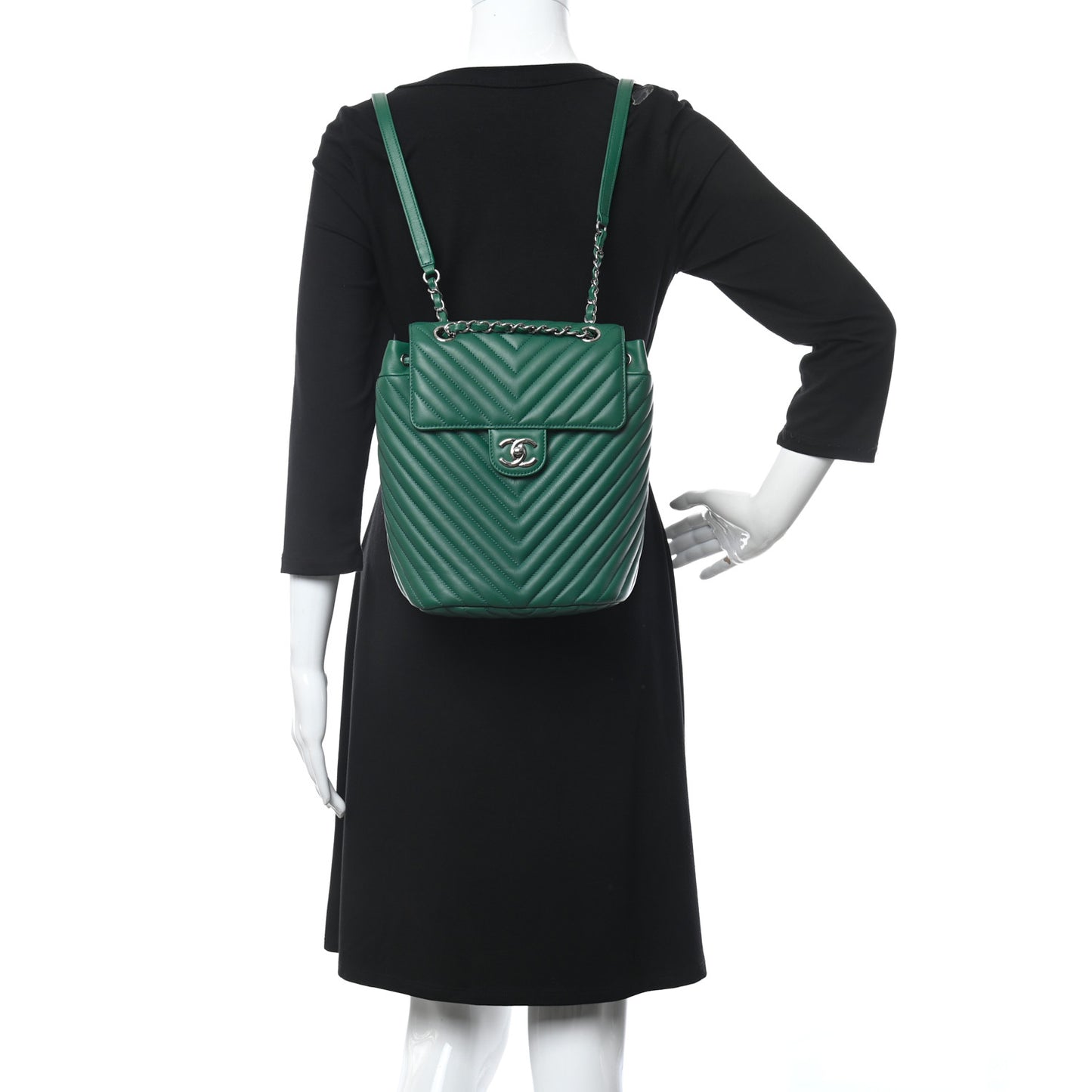Lambskin Chevron Quilted Small Urban Spirit Backpack Green