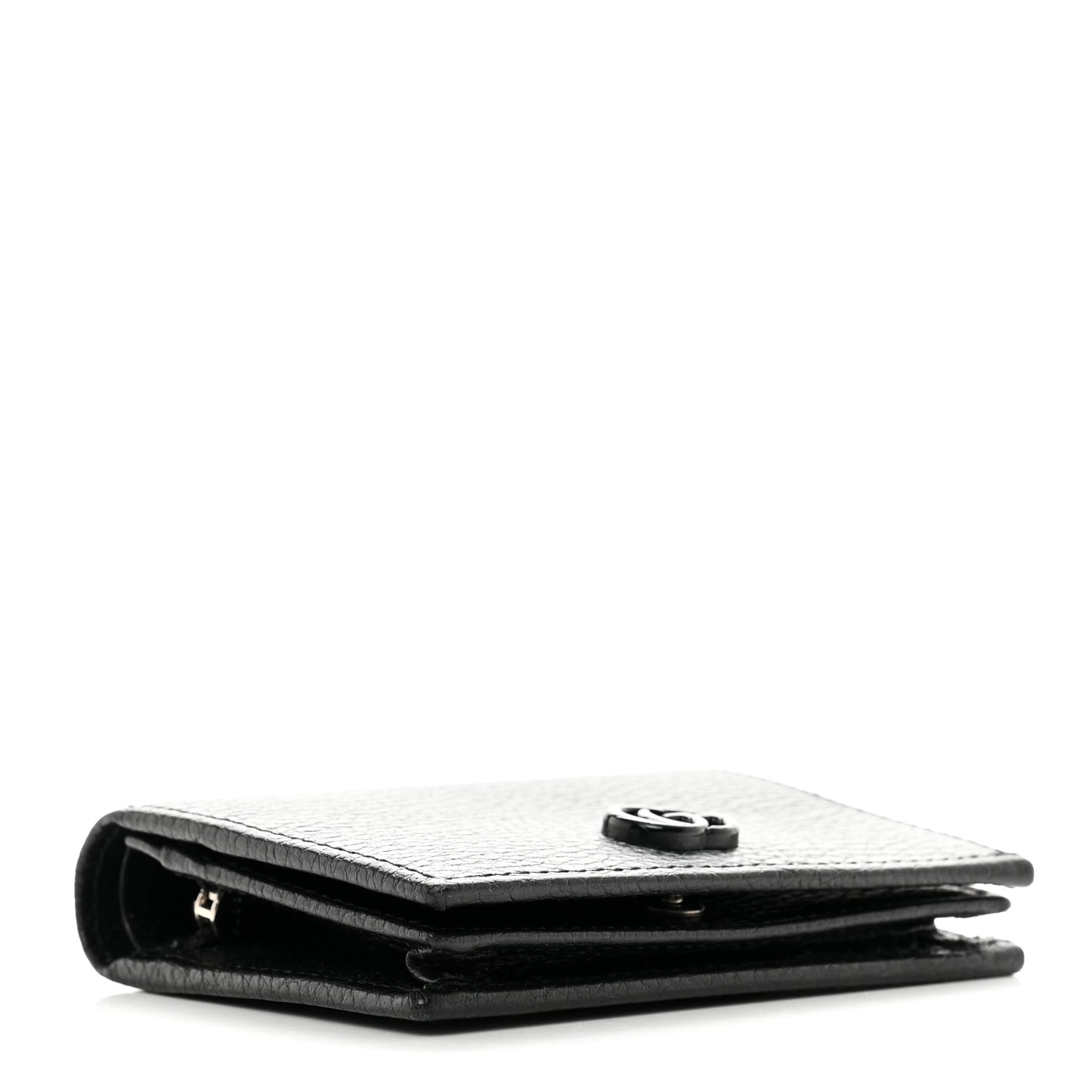 Dollar Calfskin Enamel Monochrome GG Marmont Card Case Black