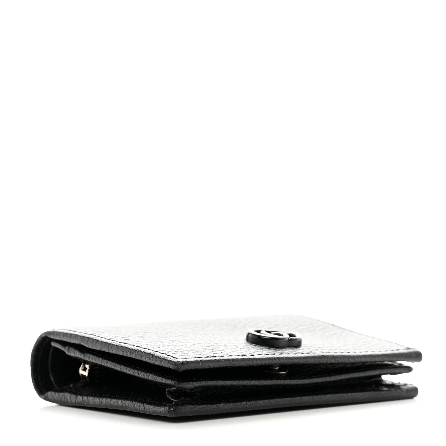 Gucci Dollar Calfskin Enamel Monochrome GG Marmont Card Case Black 4 of 7