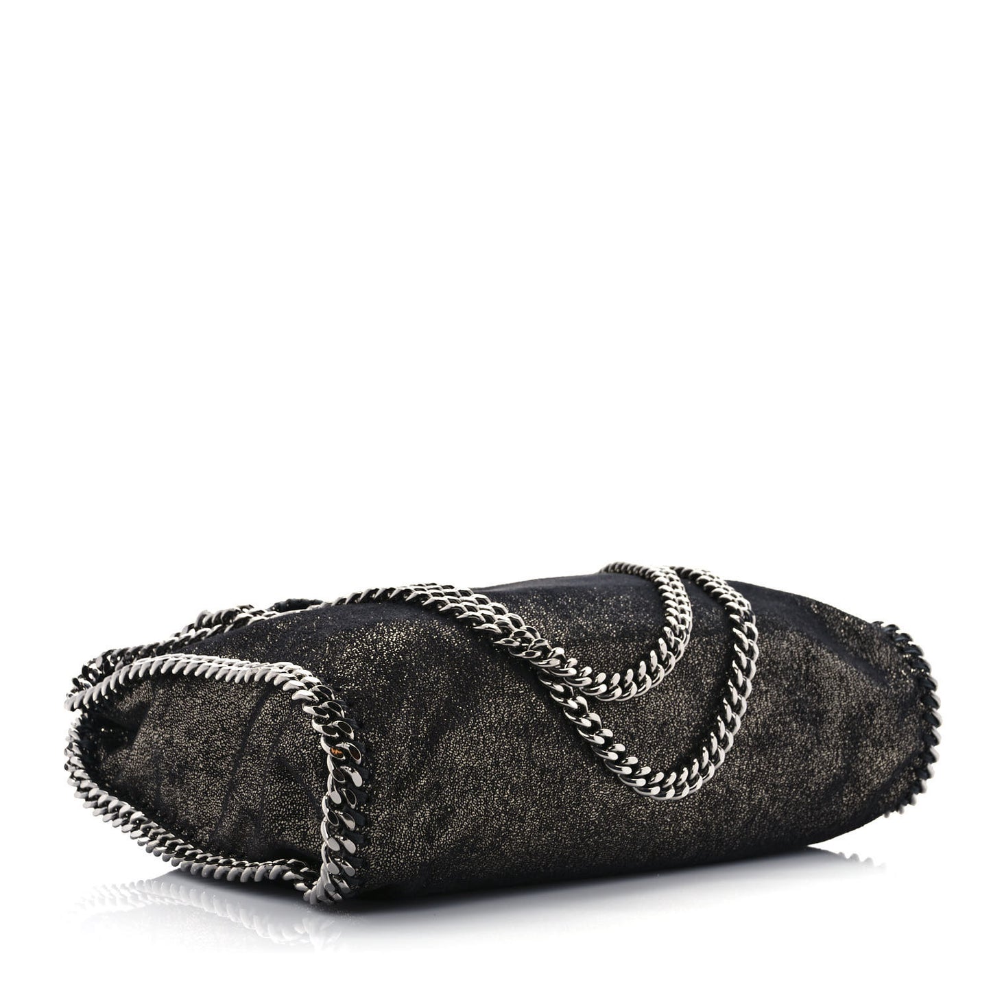 Metallic Shaggy Deer Falabella Fold Over Tote Black