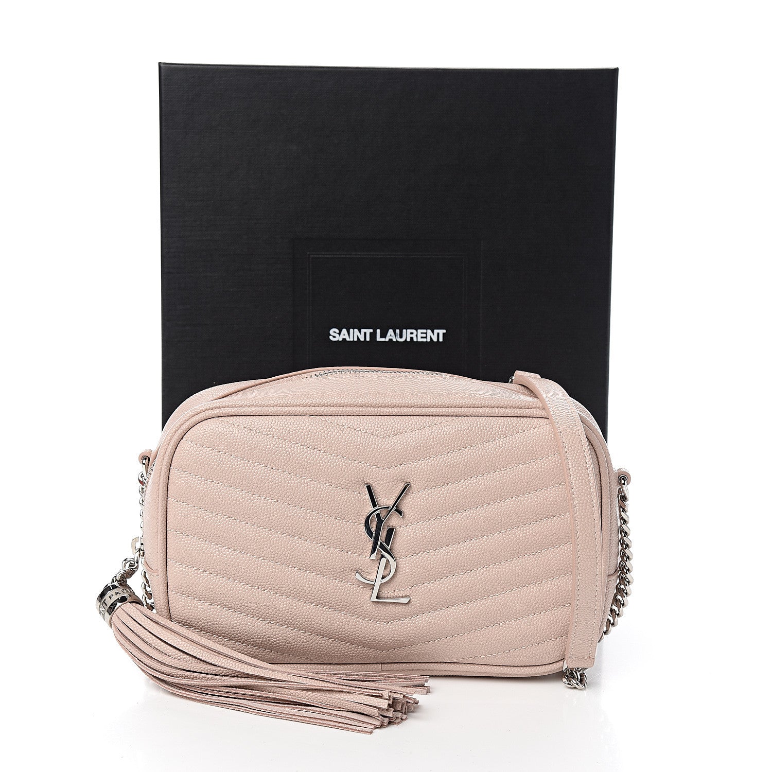 Saint Laurent Grain De Poudre Matelasse Monogram Mini Lou Camera Bag Marble Pink 10 of 10