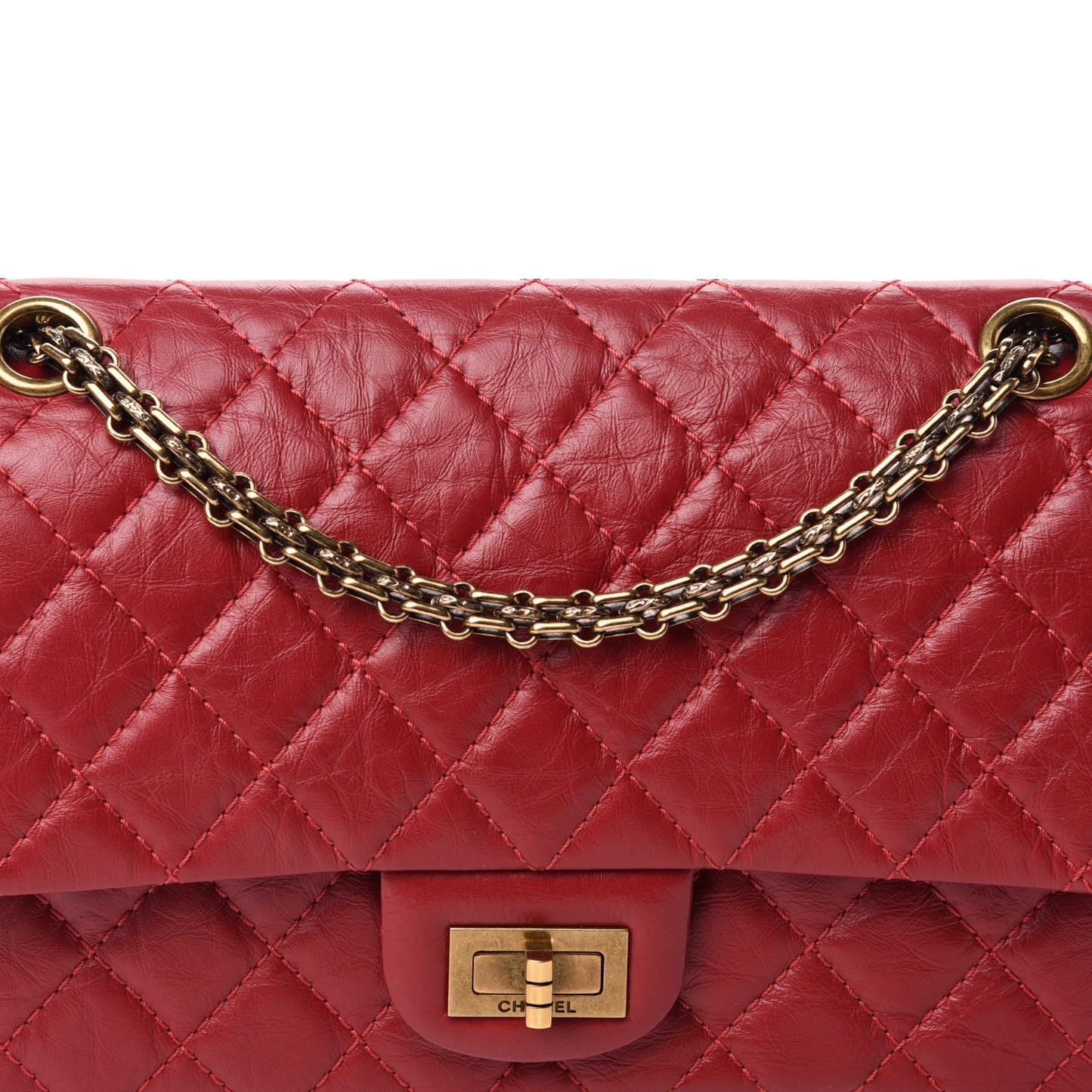 Aged Calfskin Quilted 2.55 Reissue 225 Flap Red