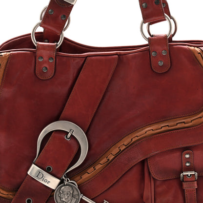 Christian Dior Calfskin Large Gaucho Double Saddle Bag Red 9 of 11