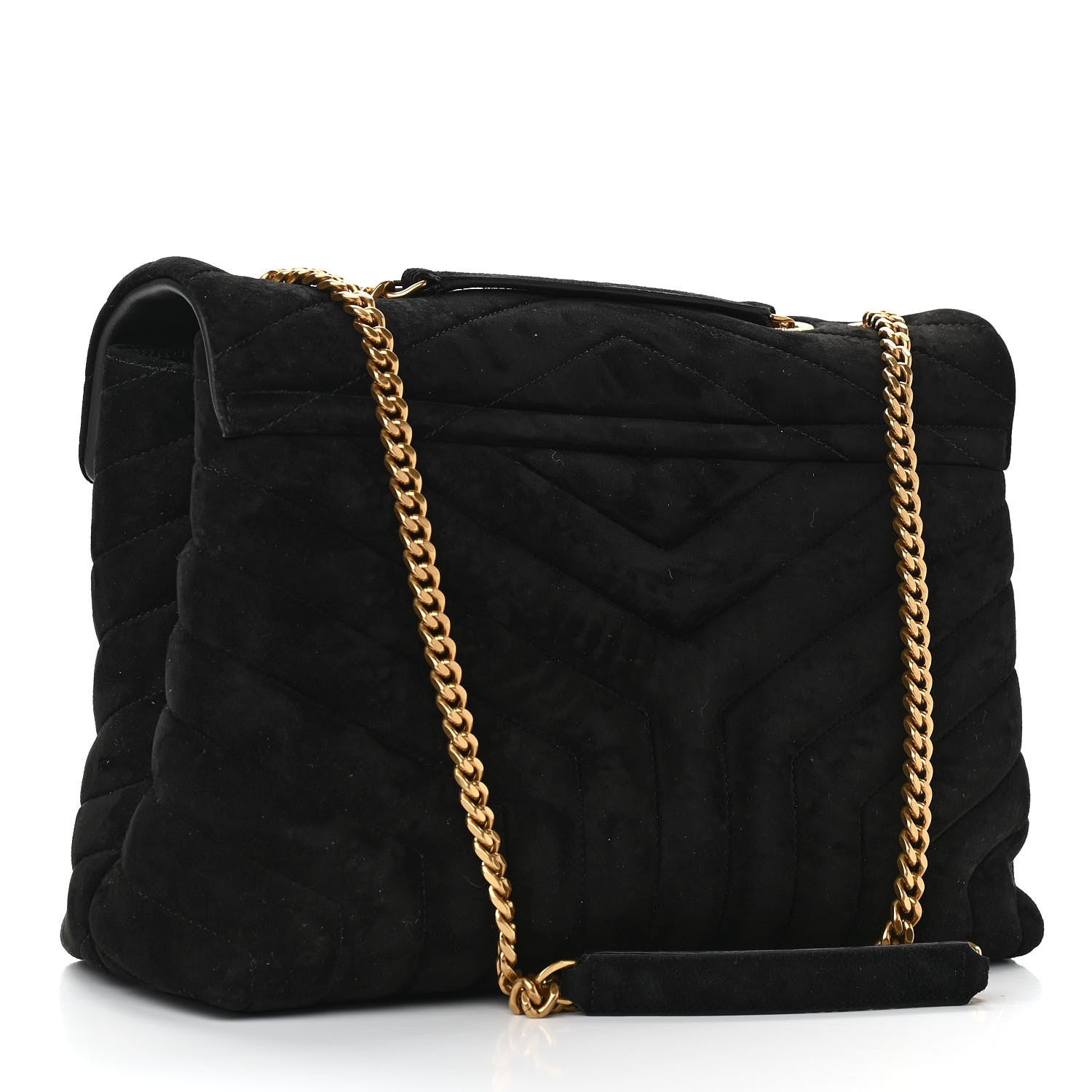 Saint Laurent Suede Y Quilted Monogram Medium Loulou Chain Satchel Black 3 of 9