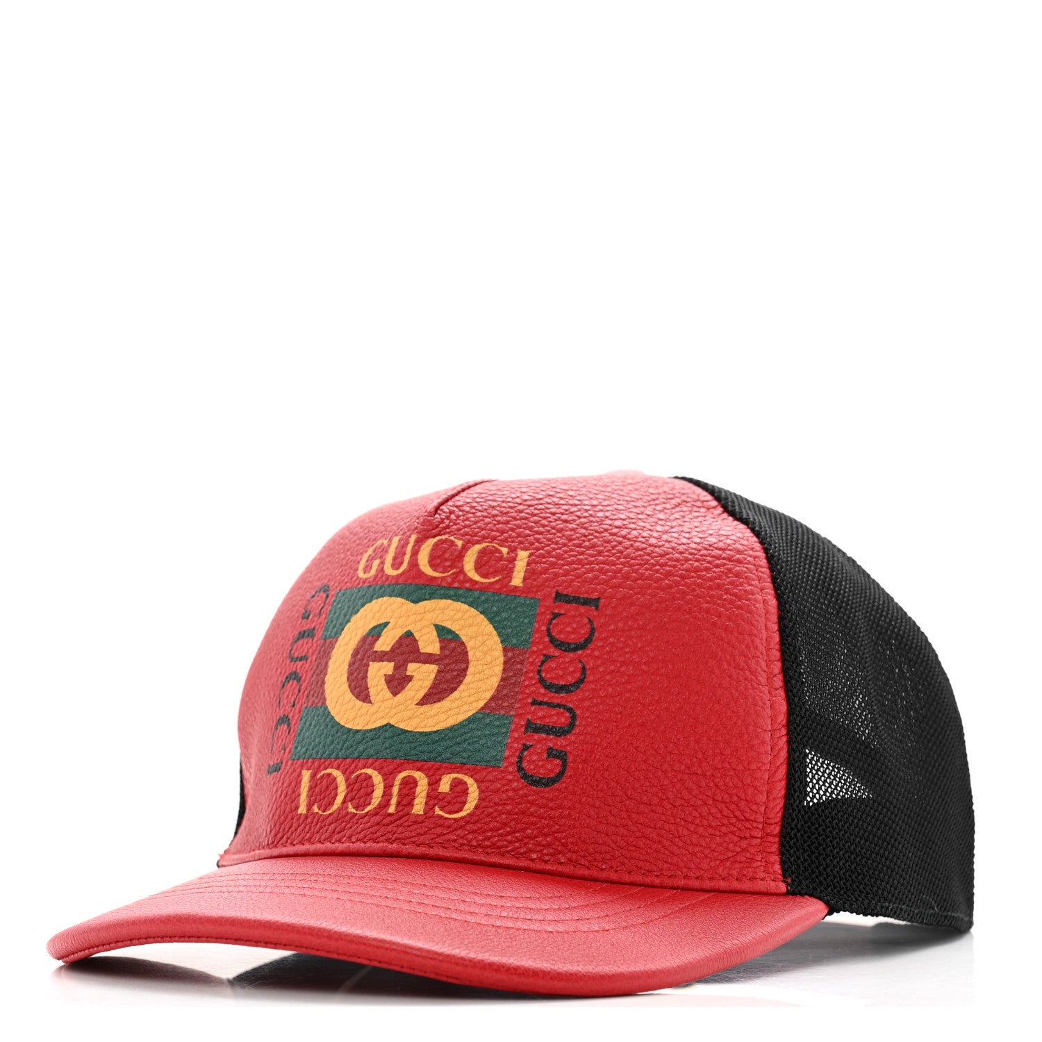 Gucci Cripto Calfskin Logo Baseball Hat XL Hibiscus Red 1 of 9