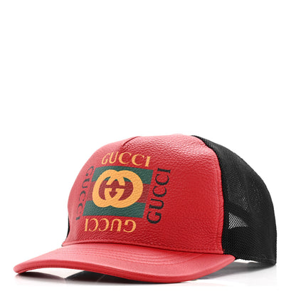 Gucci Cripto Calfskin Logo Baseball Hat XL Hibiscus Red 1 of 9