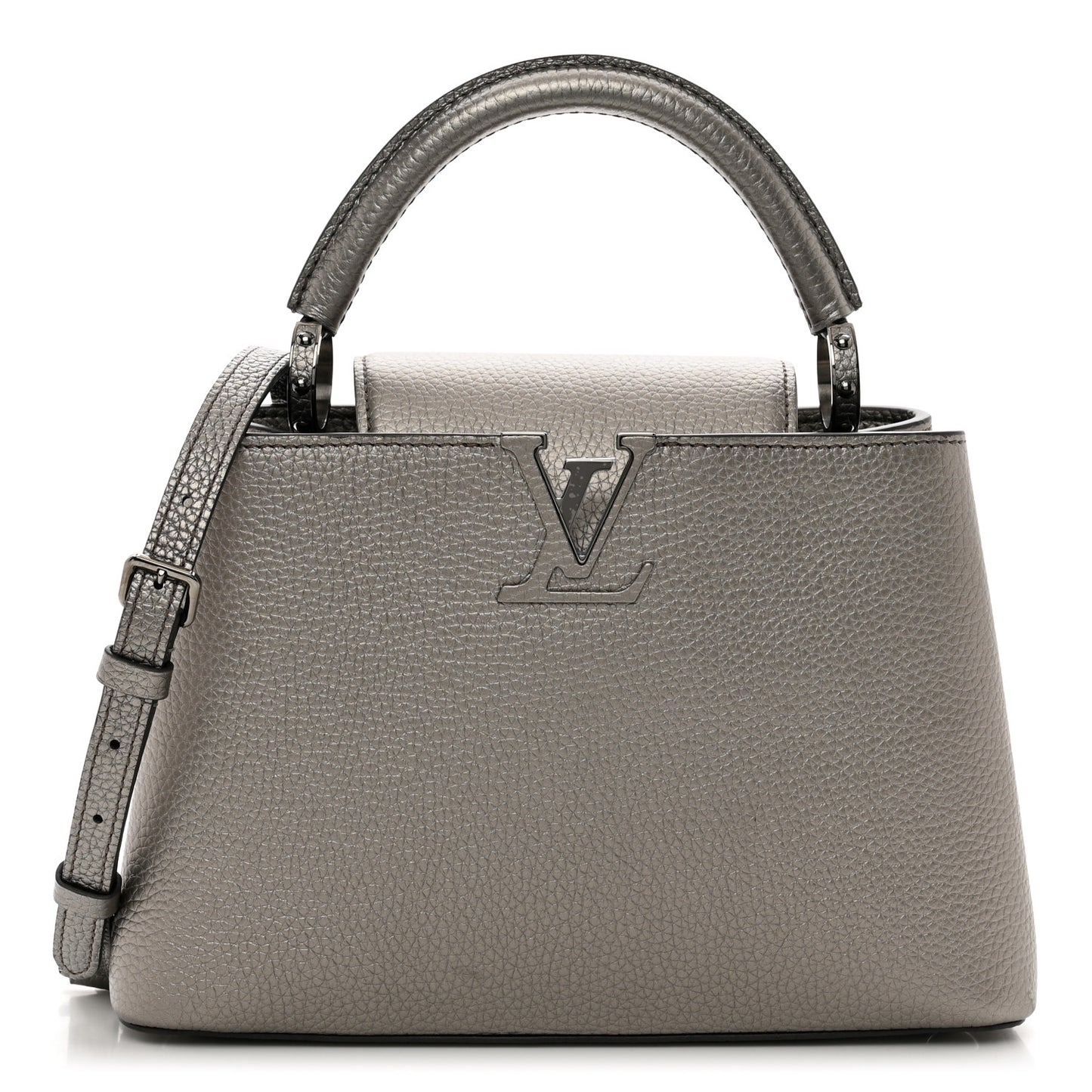 Metallic Calfskin Capucines BB Etain