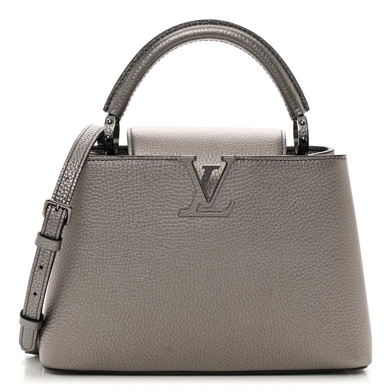 Louis Vuitton Metallic Calfskin Capucines BB Etain 1 of 9