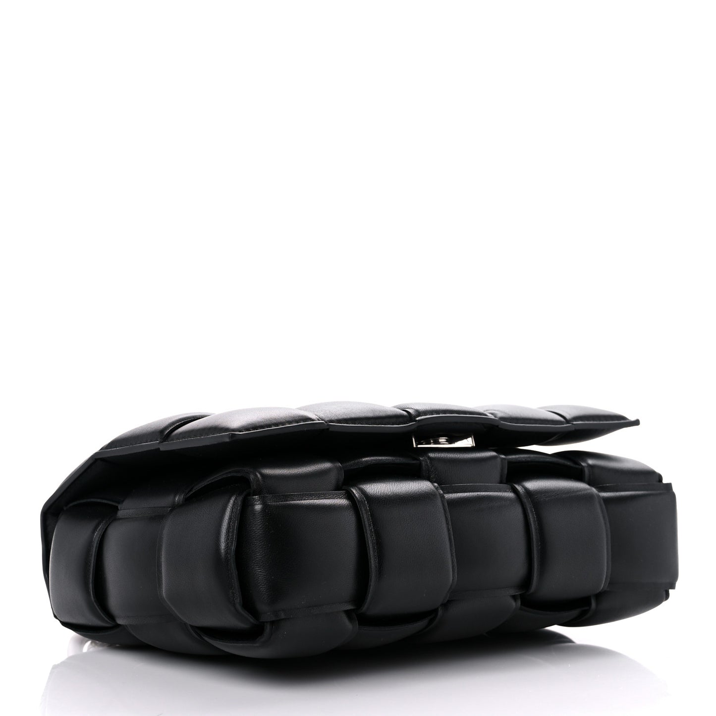 Lambskin Maxi Intreccio Padded Chain Cassette Crossbody Bag Black