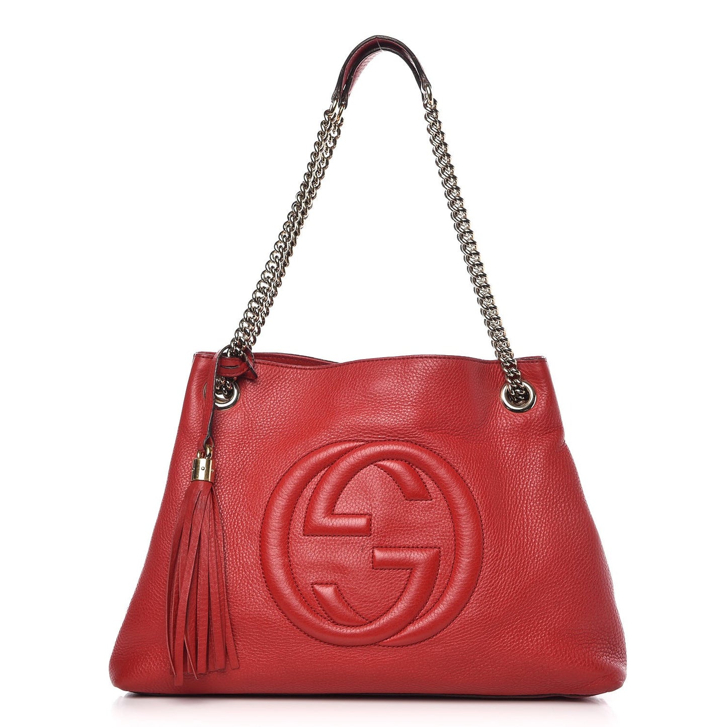 Pebbled Calfskin Medium Soho Chain Shoulder Bag Tabasco Red