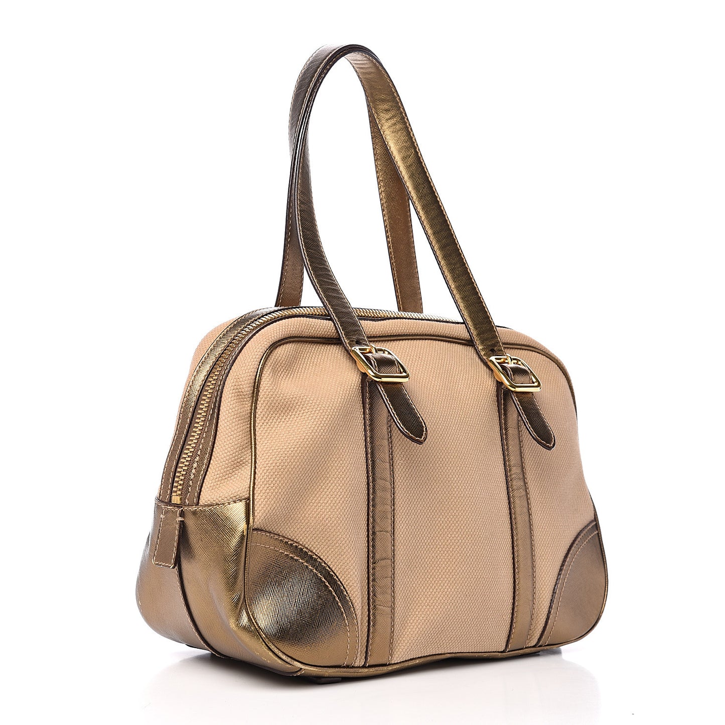 Metallic Saffiano Canvas Bowler Bronzo