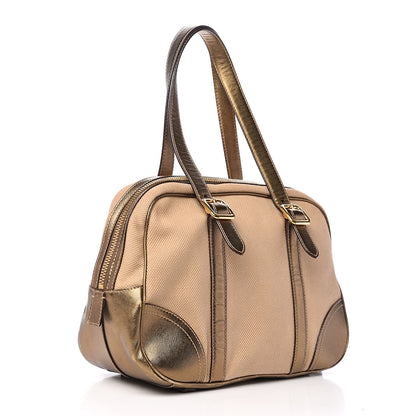 Prada Metallic Saffiano Canvas Bowler Bronzo 2 of 9