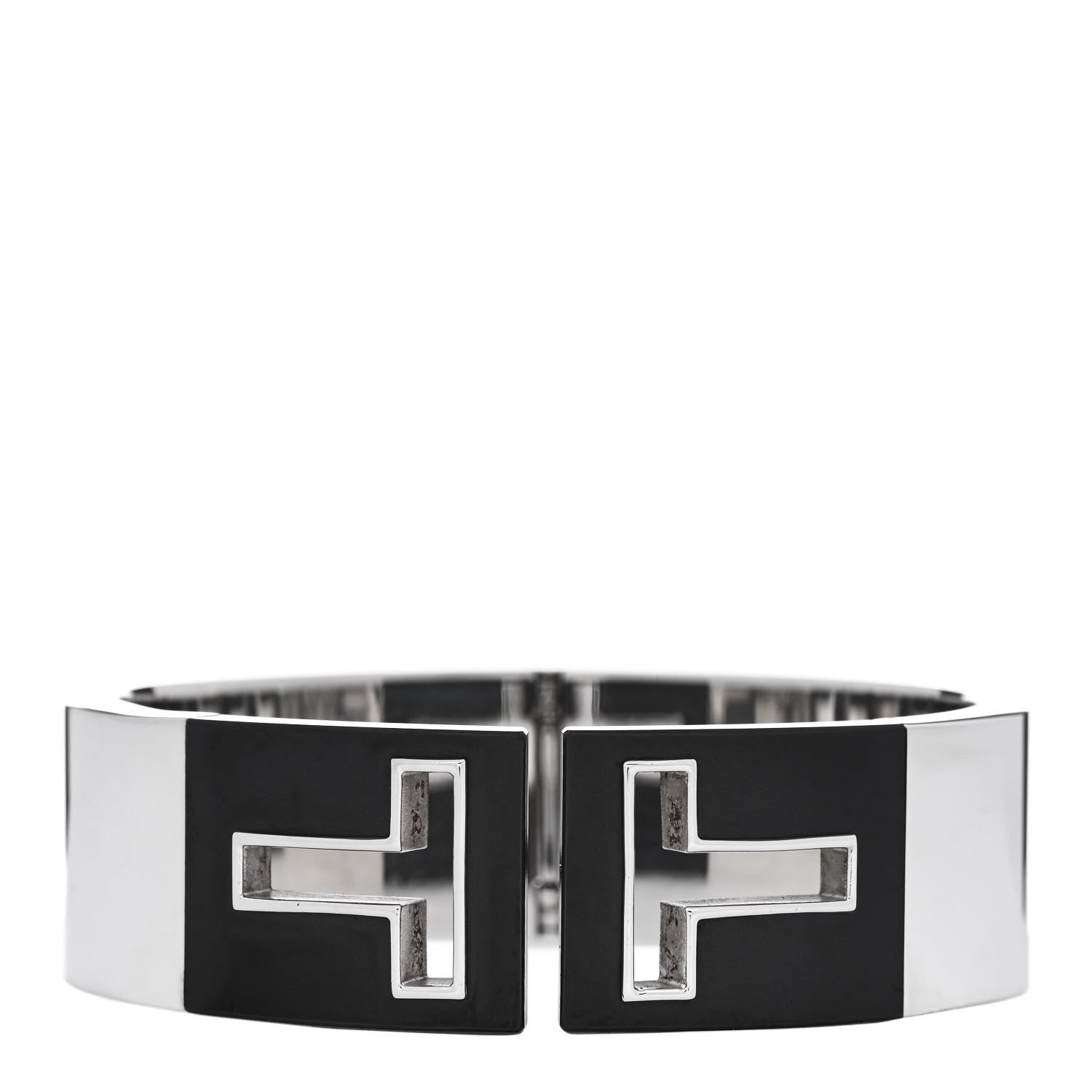 Tiffany Sterling Silver Black Ceramic T Cutout Cuff Bracelet 1 of 3