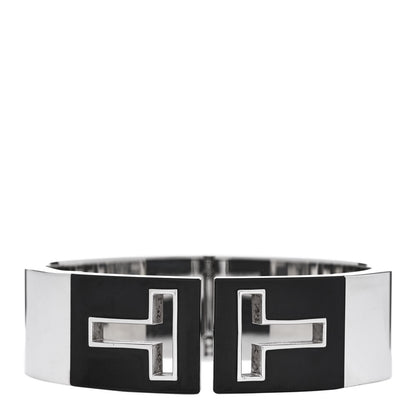 Tiffany Sterling Silver Black Ceramic T Cutout Cuff Bracelet 1 of 3