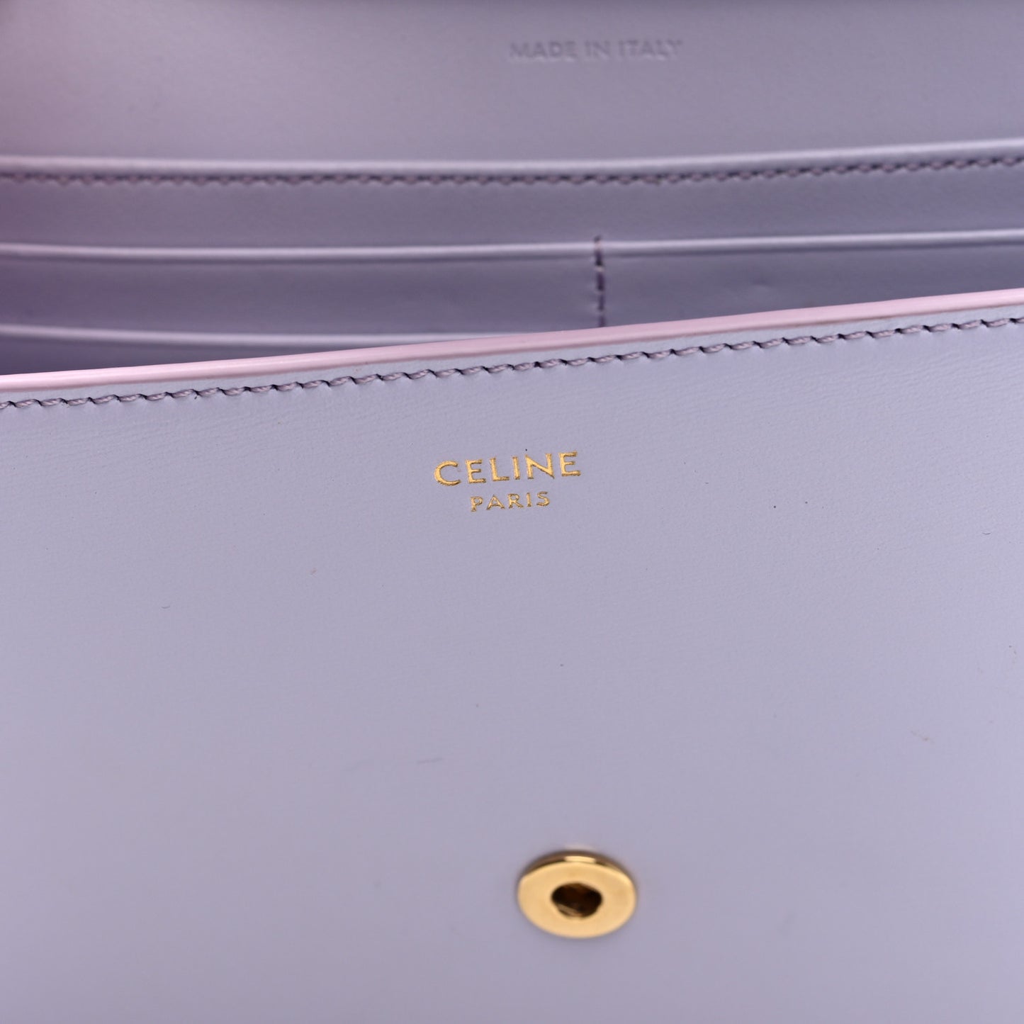Shiny Calfskin Triomphe Margo Wallet on Chain Light Lavender
