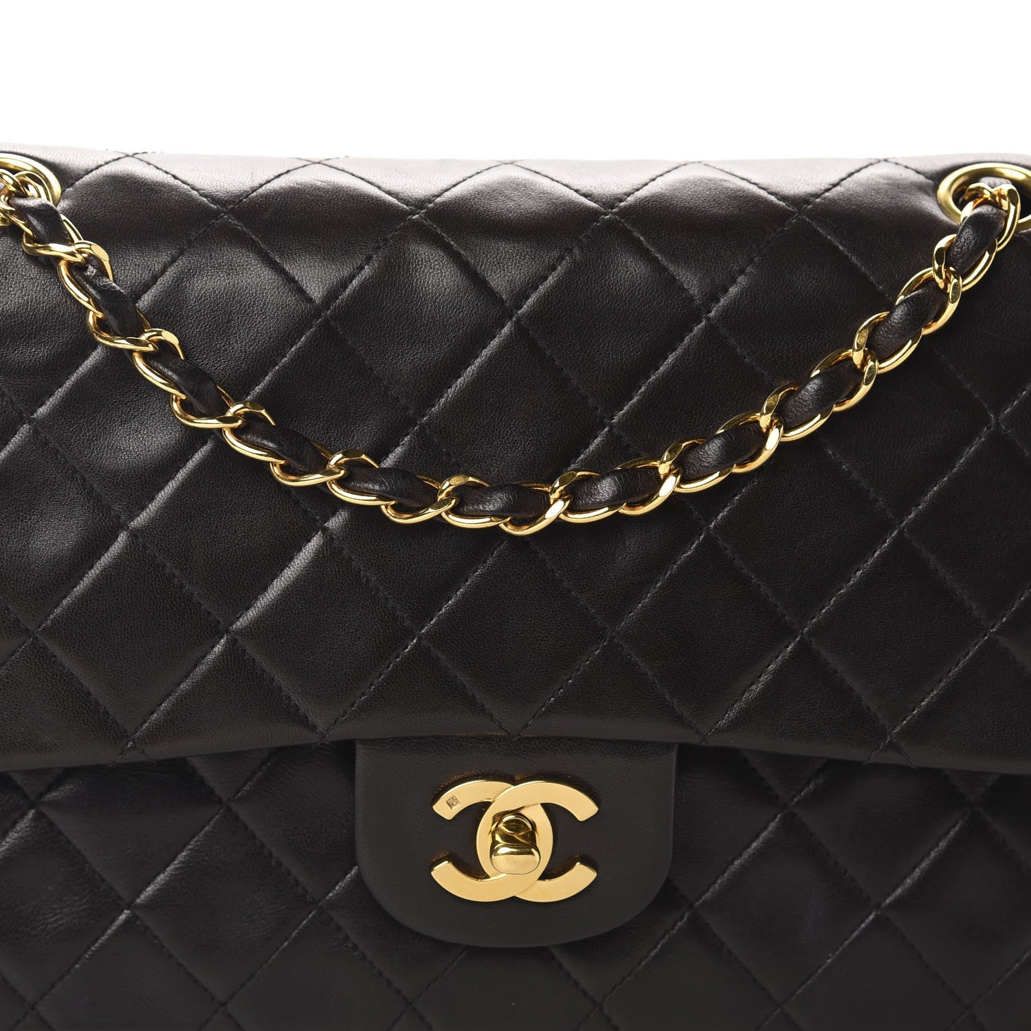 Chanel Lambskin Quilted Medium Double Flap Black 11 of 11