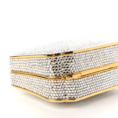 Judith Leiber Swarovski Crystal Minaudiere Clutch Gold Silver 6 of 9