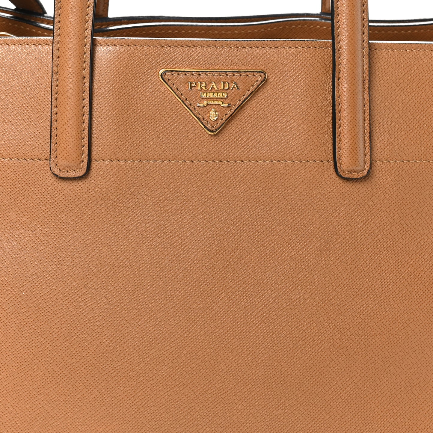 Saffiano Soft Triple Pocket Tote Caramel