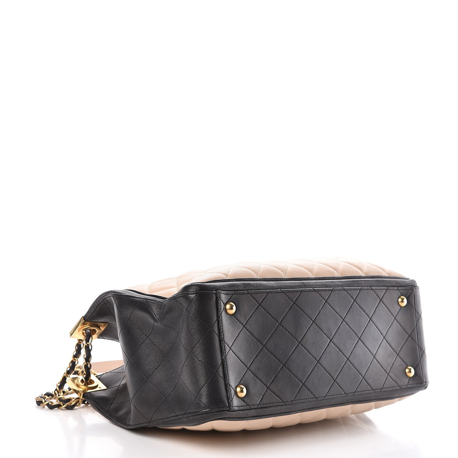 Chanel Lambskin Quilted Elegant CC Shopping Tote Beige Black 4 of 13