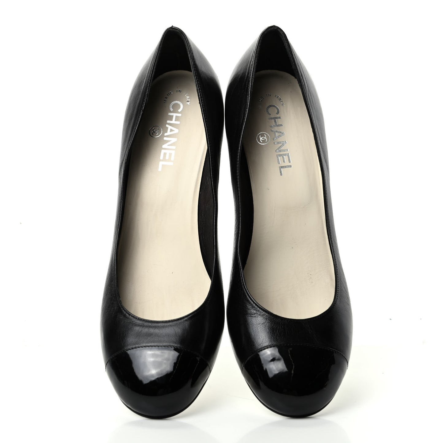 Lambskin Patent Cap Toe Wedges 40.5 Black