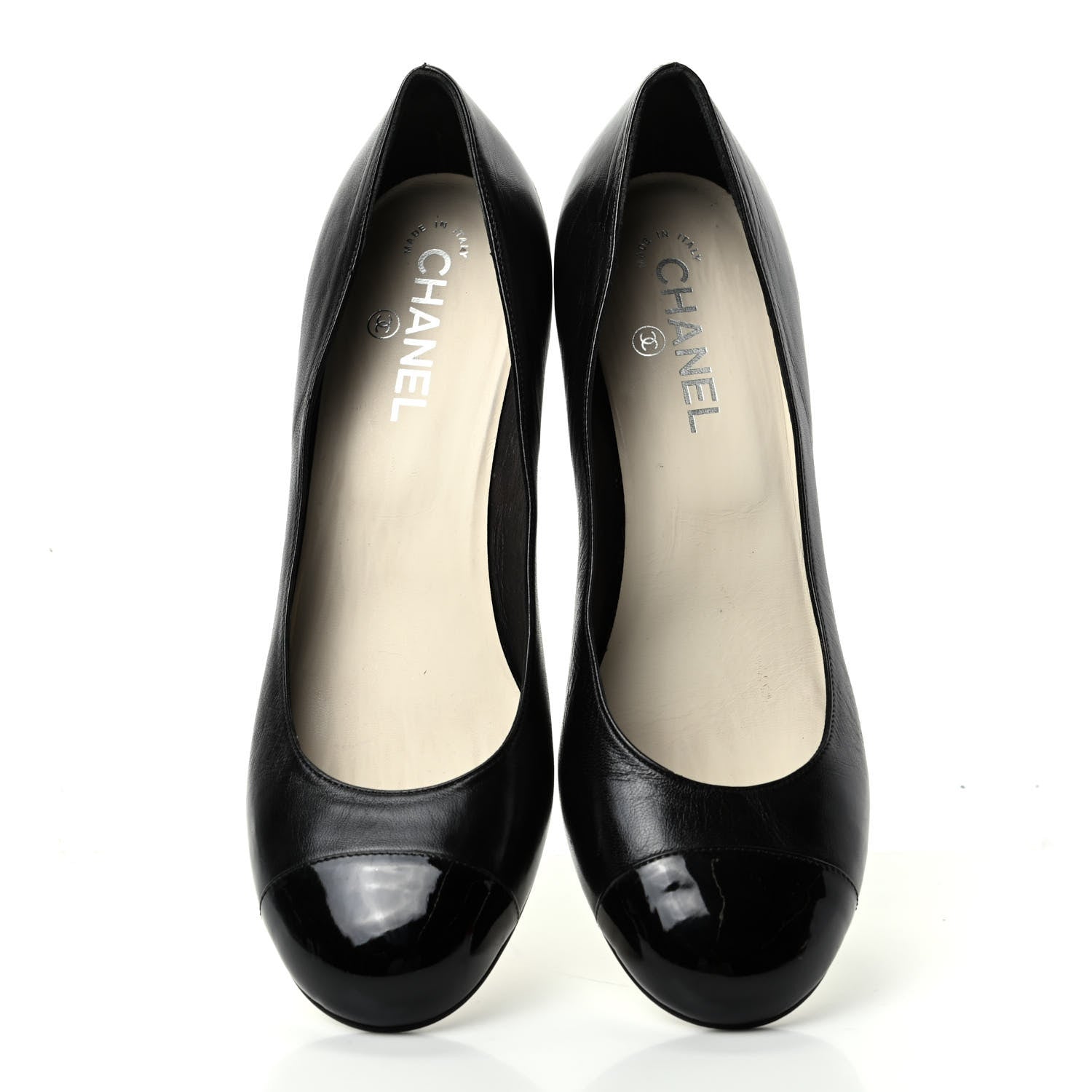 Chanel Lambskin Patent Cap Toe Wedges 40.5 Black 5 of 10