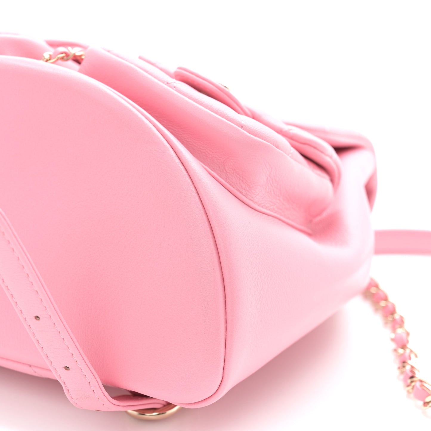 Calfskin Quilted Medium Duma Pockets Drawstring Backpack Pink