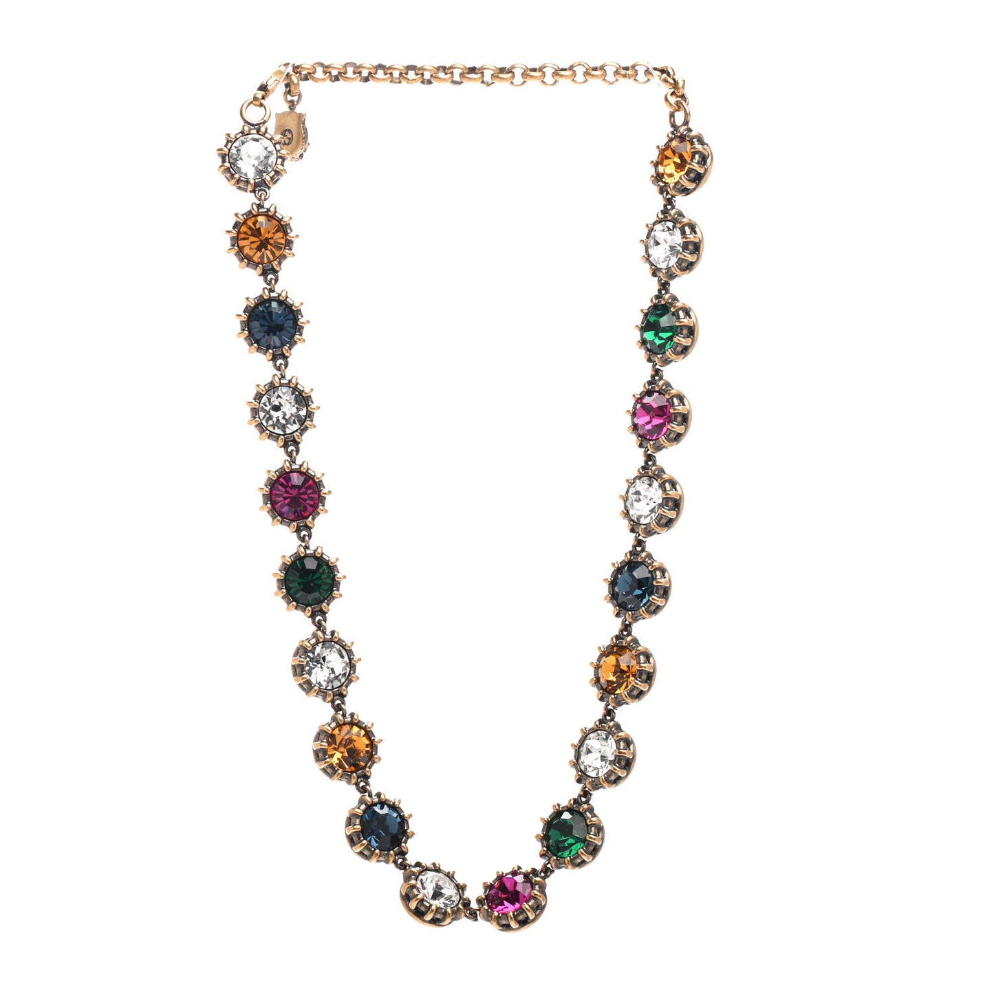 Crystal Butterfly Necklace Aged Gold Multicolor