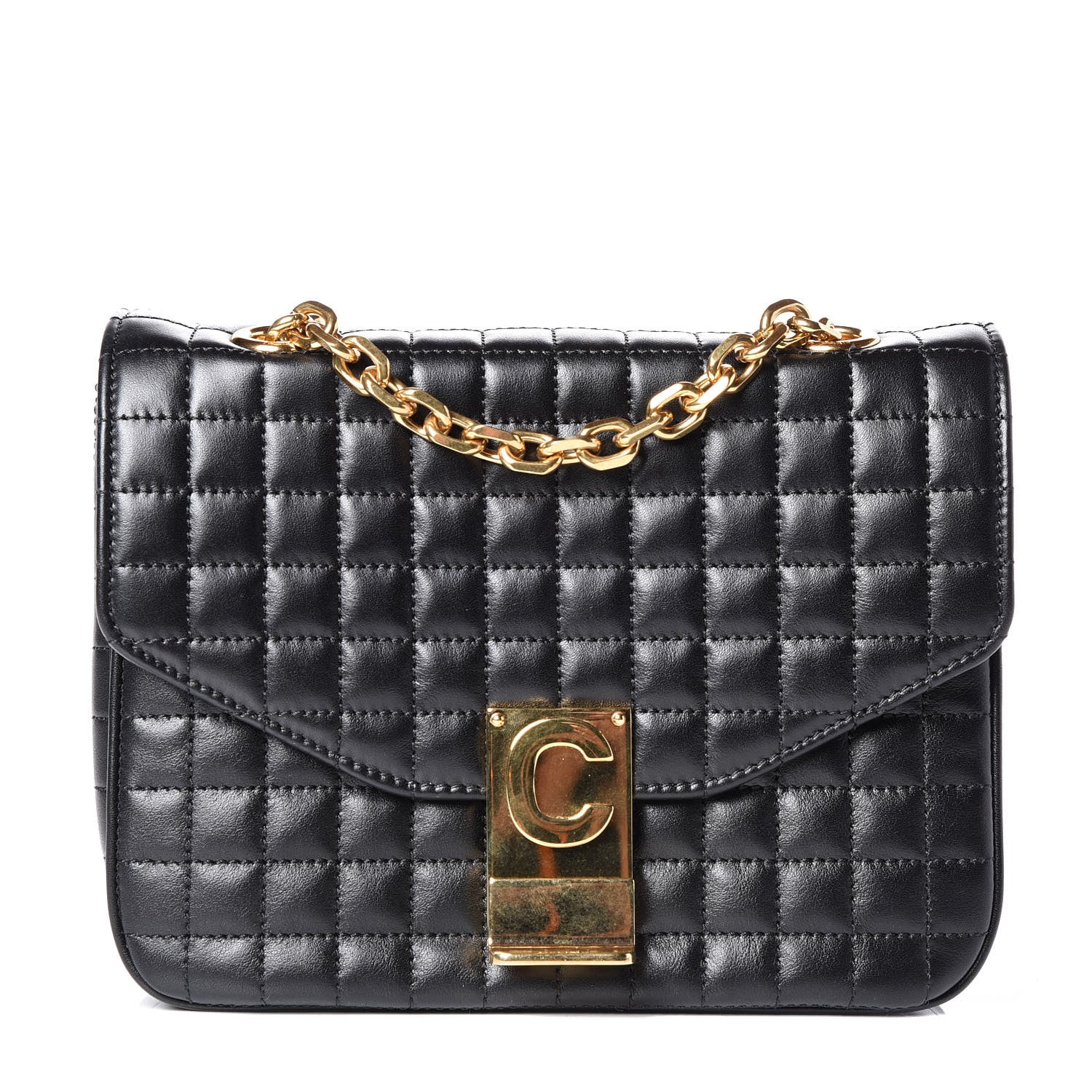 Celine Calfskin Quilted Medium C Bag Black 1 of 10