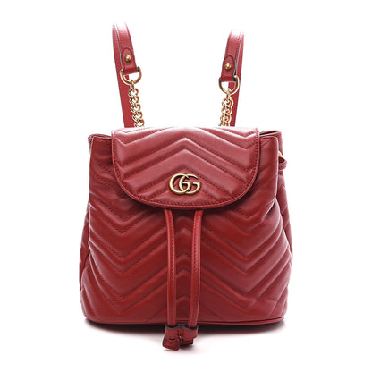 Gucci Calfskin Matelasse GG Marmont Flap Backpack Hibiscus Red 1 of 10