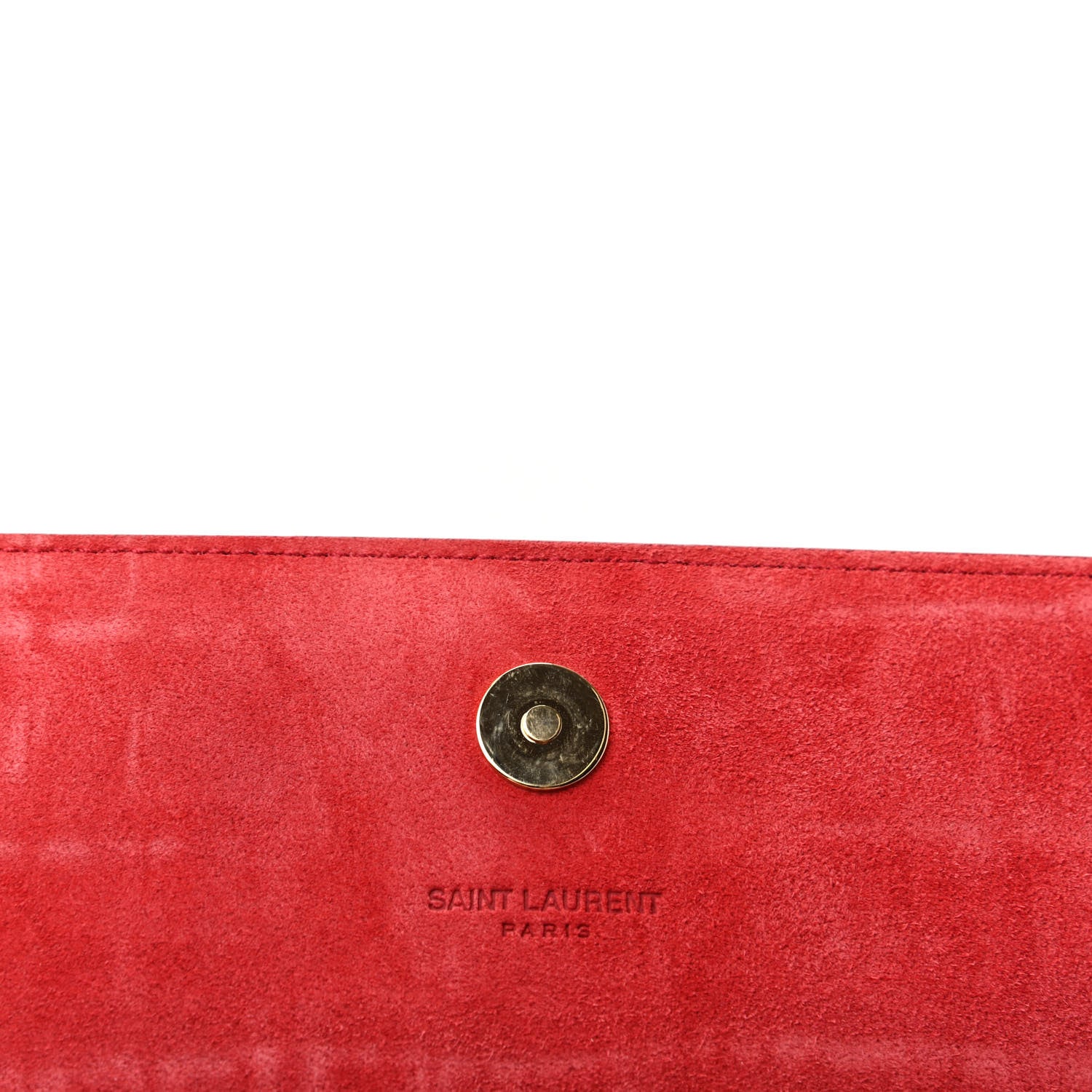 Saint Laurent Calfskin Crocodile Embossed Classic Monogram Cassandre Clutch Red 7 of 7