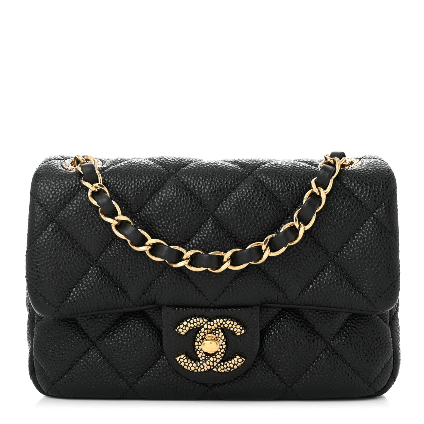 Grained Lambskin Quilted Mini Flap Black