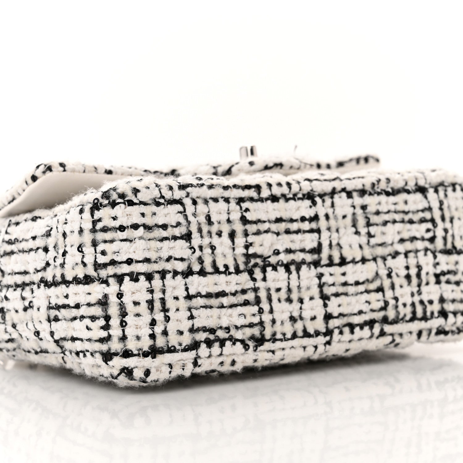 Chanel Tweed Quilted Mini Rectangular Flap White Black 9 of 12