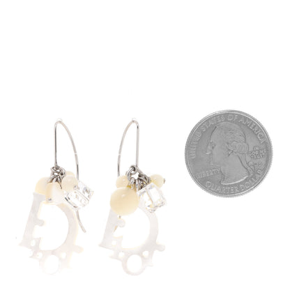 Christian Dior Mother Of Pearl Logo Dangle Earrings White 2 of 3