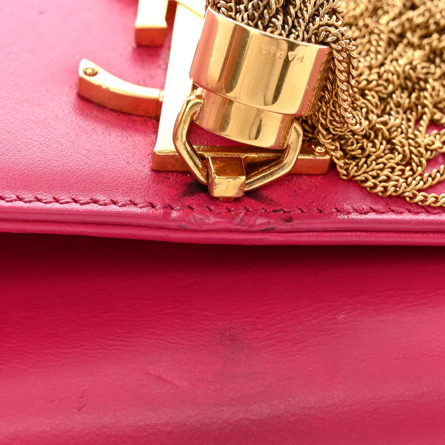 Smooth Calfskin Classic Monogram Kate Tassel Chain Wallet Pink