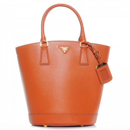 Prada Saffiano Lux Bucket Tote Papaya 1 of 9