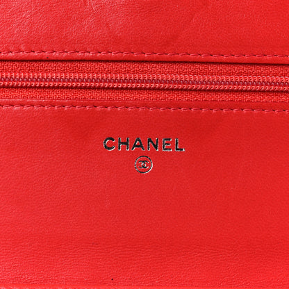 Chanel Calfskin Diamond Stitch Wallet On Chain WOC Red 6 of 17