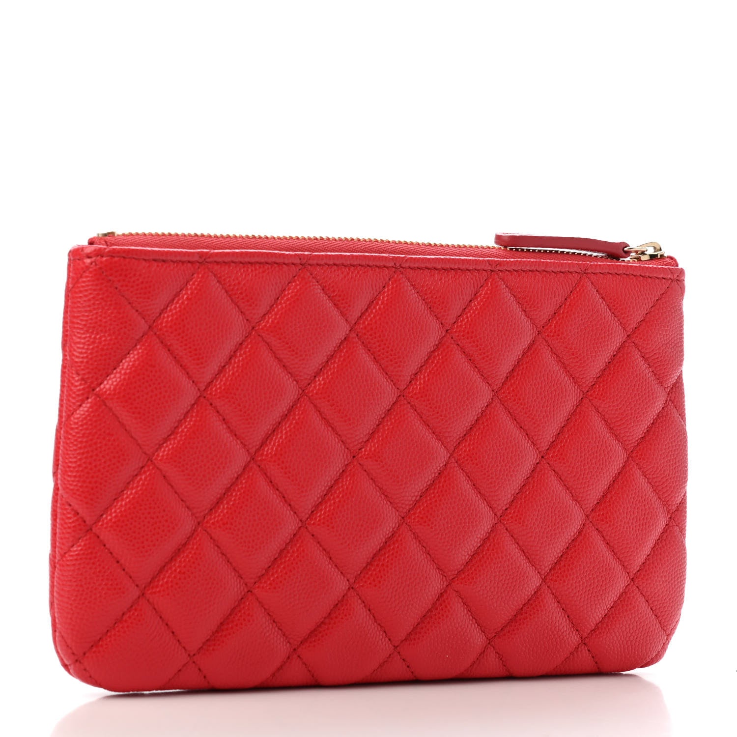 Chanel Shiny Caviar Quilted Cosmetic Case Red 2 of 4