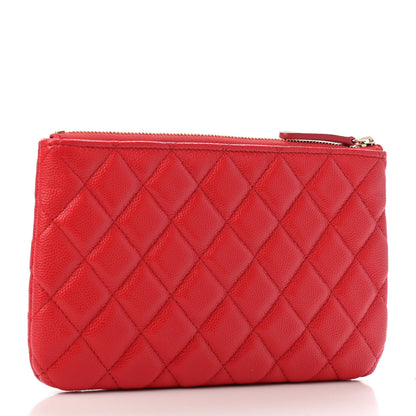 Chanel Shiny Caviar Quilted Cosmetic Case Red 2 of 4