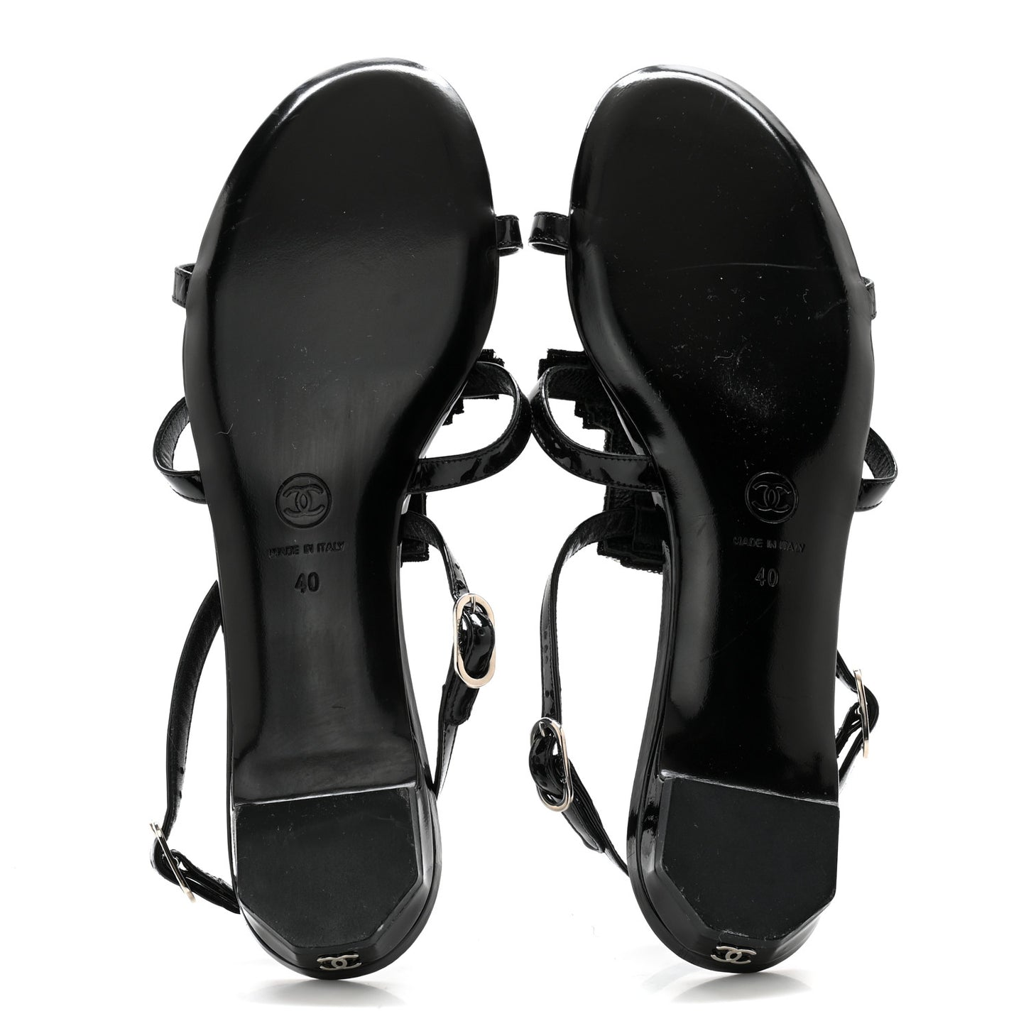 Patent Crystal Embellished Sandals 40 Black