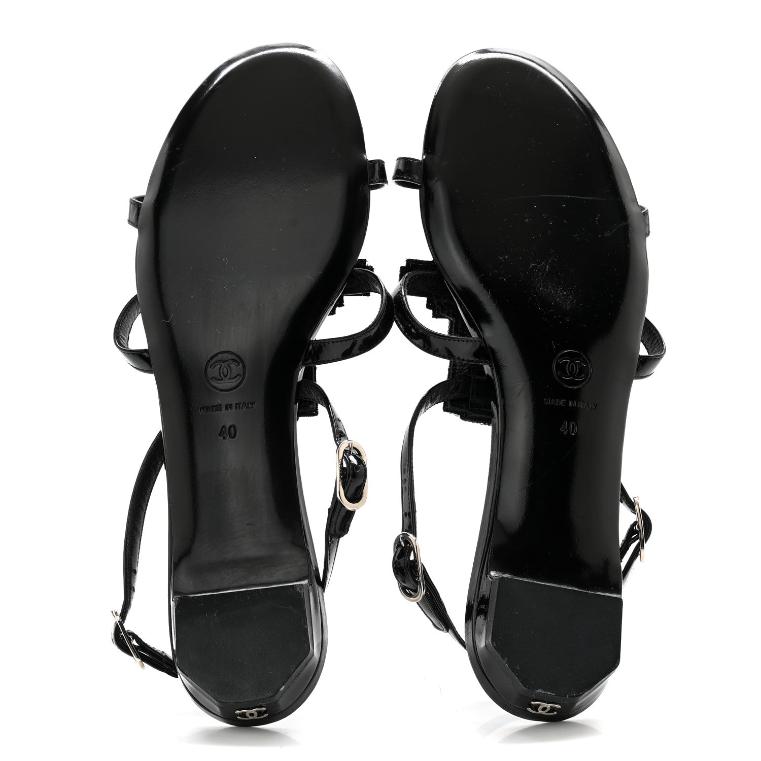 Chanel Patent Crystal Embellished Sandals 40 Black 5 of 9