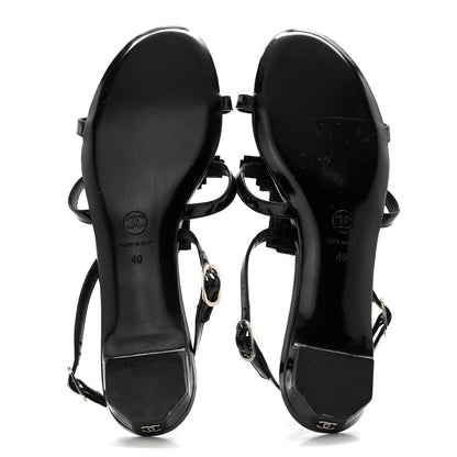 Chanel Patent Crystal Embellished Sandals 40 Black 5 of 9