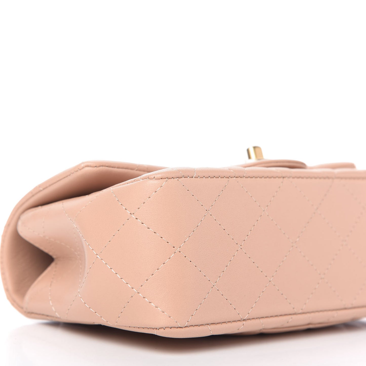 Lambskin Quilted Mini Top Handle Rectangular Flap Beige