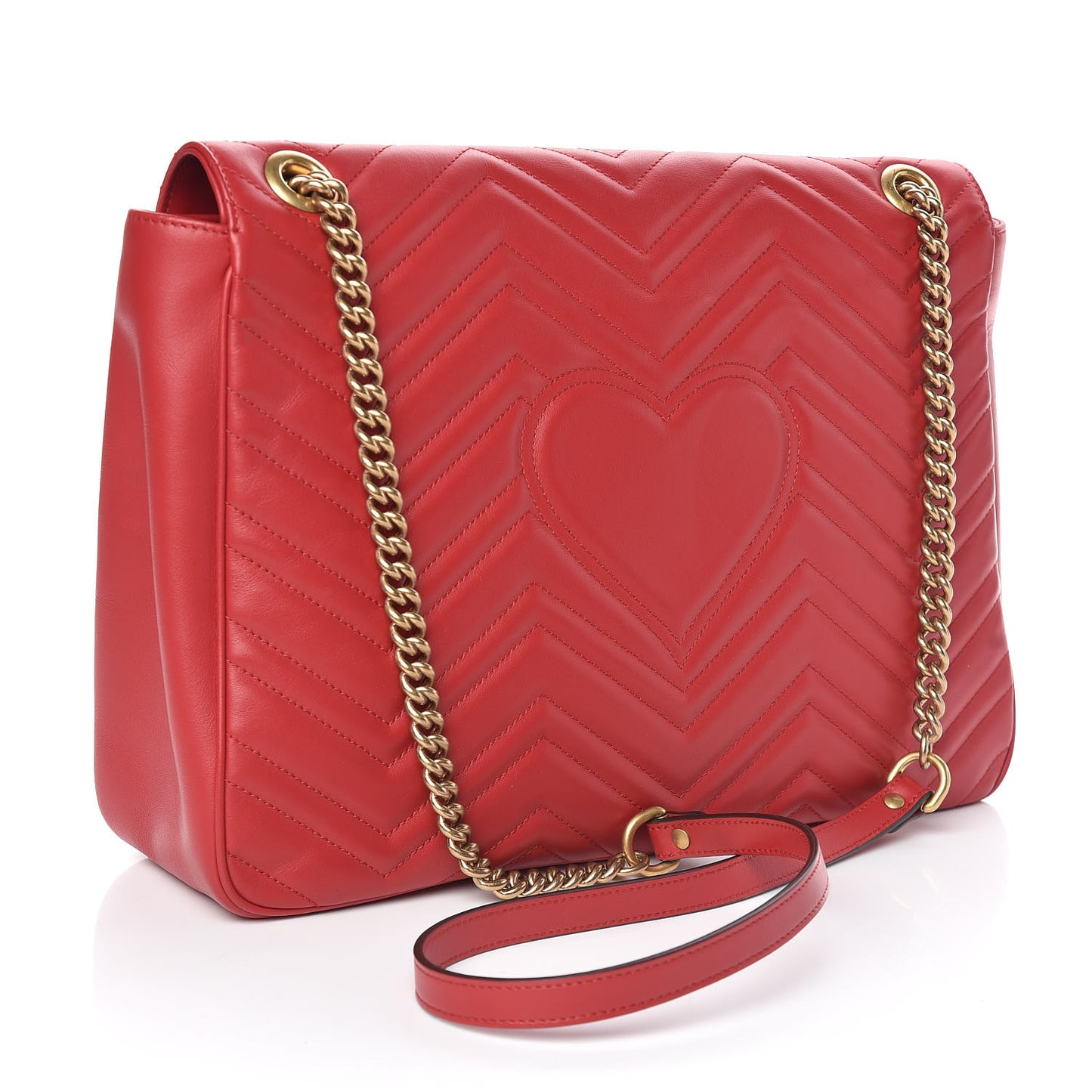 Calfskin Matelasse Large GG Marmont Shoulder Bag Hibiscus Red